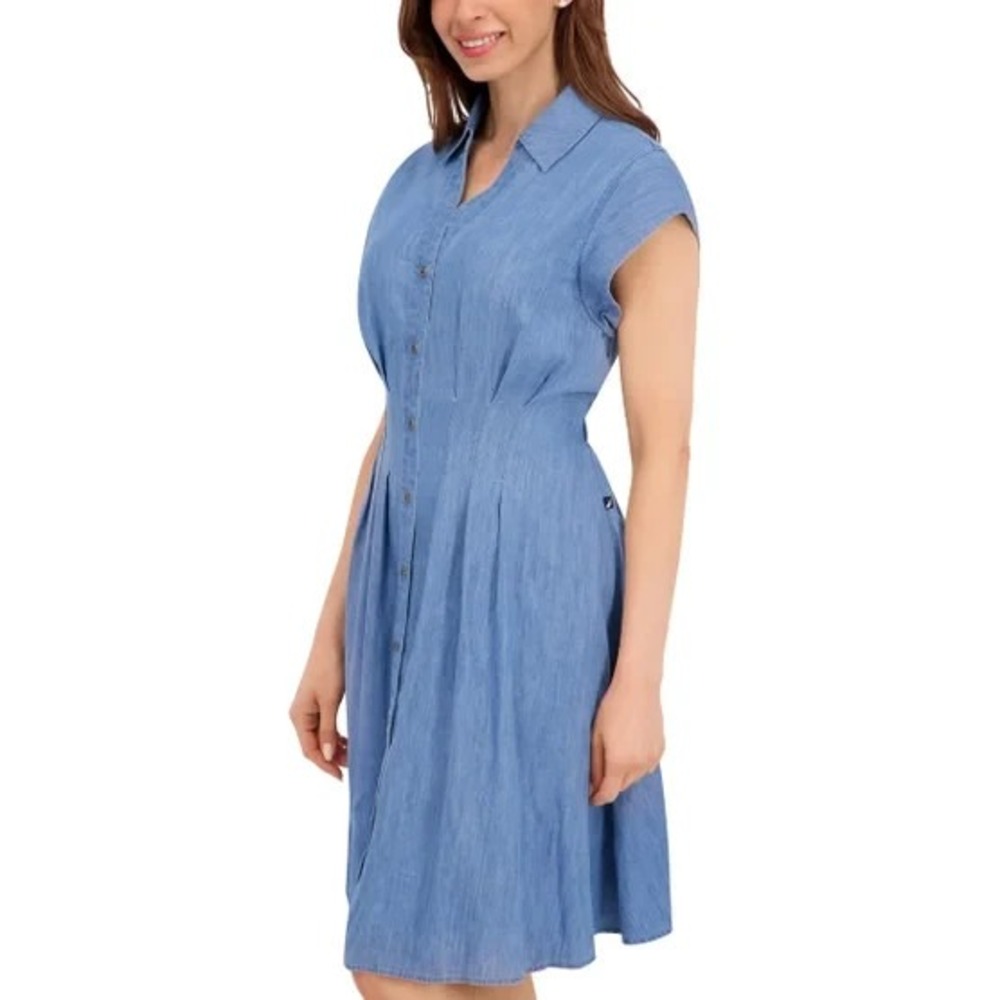 Nautica Jeans Women's Pintuck Dress, Light Blue, Size: Medium, New